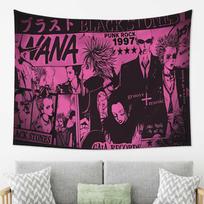 VIKAMA BLACKSTONES Band NANA Tapestry Punk Style Manga Collage Background Cloth Living Room Decoration Home Decoration 100X70CM pink