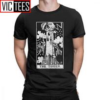 Men's T-Shirt The Tower Tarot Card Major Arcana Fortune Telling Occult Vintage Cotton Tee Shirt Short Sleeve T Shirts Gift Idea 5XL įvairiaspalvis