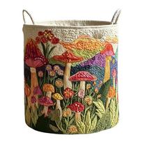 Fabric Laundry Basket with Carry Handles, Quilted Polyester Hamper for Bathroom Bedroom Closet and Towel Storage beige