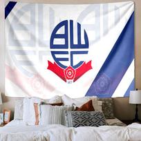 Bolton Wanderers Crest Design Tapestry Playroom Tapestry, Accessories for Bedroom,Livingroom, dormitory Room Wall Decor Fan Birthday Gifts 100cmx150cm blue