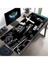 Christian Themes Mouse Pad Large Computer Office Game Table Mat Rubber AntiSlip Stitched Edge Keyboard Mat 90x40 Xxl Desk Pads 800x300x2mm gray