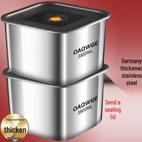 Stainless Steel Food-Grade Bento Box with Lid - Square, Sealed Storage Container 3800ML 1 set + 1 Fresh-keeping Lid white