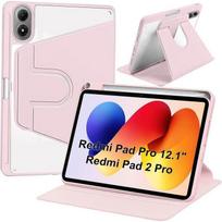 Case for Xiaomi Redmi Pad 2 Pro / Pad Pro 12.1 Inches, Adjustable Rotating with Stylus Holder - Pink rožinė