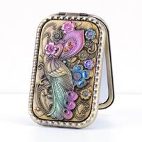 Retro Makeup Mirror Vintage Cosmetic Folding Mirror Portable Compact Pocket Mirror  Women 02