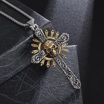 Movie Accessories Caribbean Akg Pirates Aztec Gold Coin Necklace Retro Skull Pendant Punk Hip Hop Necklace gray