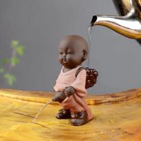 Ornament Pets Purple Clay Tea Buddha Figurines Little Monk Yixing Baby Boy Spray Pee Tea Table Home Decoration Crafts gray