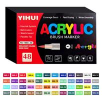 12-60 Colors Acrylic Paint Marker Pens Set Water Based Acrylic Paint Pens with Flexible Brush Tip for Rock Painting Metal Fabric red