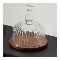 Ribbed Glass Cloche Fluted Dome Clear Cake Safeguarding for gray