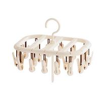 360° Rotatable Sock Drying Rack Thickened Design Hanging Underwear Clips  Student Dormitory Beige 20 Clips