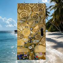 Art Gustav Klimt Kiss Towel Quick Drying Beach Towels Are Suitable For Swimming Pools Camping Yoga And The Gym 70cm×140cm brown