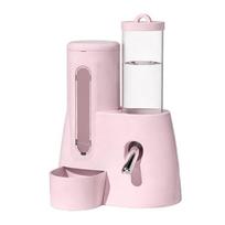 MultipPurpose Pet Food Feeder Drinking Bottle LeakProof Clear Water Dispenser Feeding Solution For Hamster Rabbits rožinė