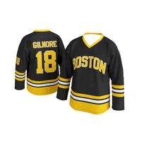 Ledo ritulio marškinėliai - Balti su juodais/auksiniais akcentais  Gilmore 18   Boston  Klasikinis dryžuotas dizainas Sportiniai marškinėliai 3D spaudiniai V formos iškirptė T-shirt XS black