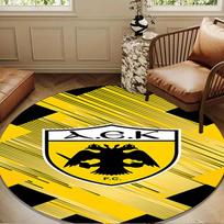 AEK AthensGolden And Black Crest Design Round mat Home Decor, Chair rug For livingroom,Bedroom, doormat home decor Birthday Gift Christmas Gifts 80cmx80cm yellow