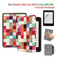 Dėklas Kindle 10-os kartos + Ekrano apsauga 6 colių su rankos dirželiu E-knygai J9G29R Odinis dangtelis Žadinimo/Miegojimo režimas Funda J9G29R kindle 10th