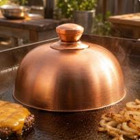 Burger Lid WideRim Grill Basting Dome Domed Cheese Melting 17CM Bakelite Knob 25CM Gold-plated Knob beige