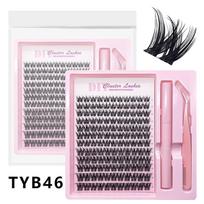 Dirbtinės blakstienos „Pasidaryk pats“ kuokšteliai 12 eilių individualios blakstienos 12Row TYB46Suit（Glue-co gray