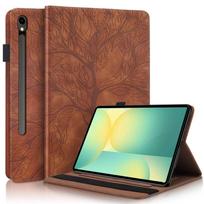 Dėklas Samsung Tab S10 FE dėklas 10.9  Reljefinis medžio odos piniginė Flip dangtelis Galaxy Tab S10 Fe Sm-x520 X526b dėklui Coque  Samsung Galaxy Tab S10 FE  ruda