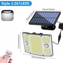 Solar Outdoor Light IP65 Waterproof with Remote Control, 5m Delay Wire Adjustable Security Lamp for Yard Fence Patio 261LED