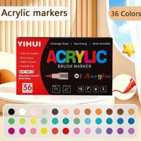 12/24/36/48/60 Colors Acrylic Paint Pens Markers Brush Tip Paint Markers For Rock Painting Wood Stone Glass Gift DIY Crafts black