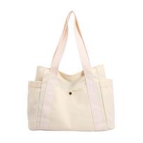 Large Canvas Tote Bag With Inner Phone Pocket For Student And Urban Lifestyle balta