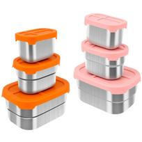 6 Pcs Stainless Steel Bento Box Fresh-Keeping Lunch Box Snack Container Fresh-Keeping Leak Proof for Home School Picnic Camping gray