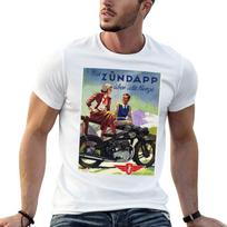 ZUNDAPP Motorcycle Over Mountains Advertisement Vintage German Cycles T-Shirt Casual Summer T-S L gray