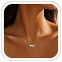 LOLIAS Initial Necklace for Women Personalized Name Necklace Stainless Steel Heart Letter Pendant A-Z Best Friend Gift T brown