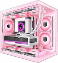 HYXN H3 (2026) ATX kompiuterio korpusas su 6 ARGB ventiliatoriais (Rožinis)