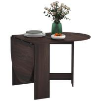 Folding Dining Table Drop Leaf Table For Small Spaces Oval Tabletop For Dining Room Chocolate Wood Effect