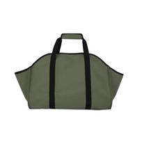 Folding Firewood Bag with a Broad Opening and Reinforced Handles for Hearth, Fire Pit, Camping, and Cabin Wood Transport žalia