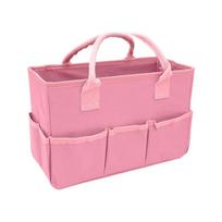 Reusable Foldable Storage Bag for Outdoor Indoor Use Sturdy Oxfords Fabric Gardening Supplies Organizers pink