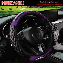 PU Soft Leather Crystal Carbon Fiber Embroidered SPORT Car Rimless Steering Wheel Cover for 14.5 - 15 Inch Car Interior
