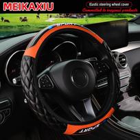 PU Soft Leather Crystal Carbon Fiber Embroidered SPORT Car Rimless Steering Wheel Cover for 14.5 - 15 Inch Car Interior