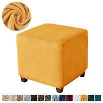 Aksominis kvadratinis pufas užvalkalas tampus miegamojo pakoja užvalkalas svetainės taburetės užvalkalai plaunamas baldų apsaugas 3 dydžiai S stool Cover 1pc orange
