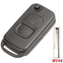 jingyuqin Flip Folding Remote Key shell 1/2/3/4 Button for Mercedes Benz SLK E113 A C E S W168 W124 W202 W203 Auto Car Key Case 2Buttons Hu64 gray