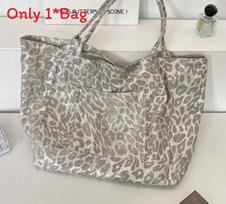 Street Style Leopard Pattern Tote Bag With Magnetic Closure And Inside Pockets For Commuters 40x35cm gray