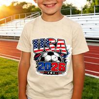 USA Soccer Fan T-shirt 2026 Tee American Football Game Day Kids Shirt patriotic USA Soccer Apparel for Young Fans Adult T-shirt 100