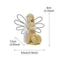 Merginos ir šuns statulėlės-papuošalai, Rankomis tapyti angelų dekoracijos namų ir biuro stalams, Dervos rankdarbiai Angels and Dogs beige