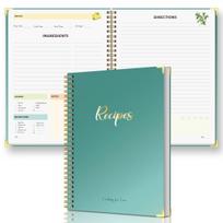 Hardcover recipe book: Personal or family use portable recipe book, holds up to 80 recipes, full- interior pages, hardcover B5 žalia