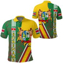 Surinam Flag Map 3D Print Polo Shirts  Casual Suriname Sport Jersey National Emblem POLO Shirt Coat Of Arms Short Sleeve L yellow