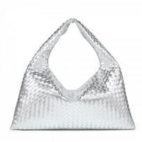 Handwoven Tote Bag Women Large Capacity Soft PU Shoulder Retro Style Daily Commuter 52x14x26 cm white