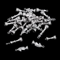 30Pcs Chess Pieces Draughts Charm Pendents for Jewlery Hanging Decor Silver gray
