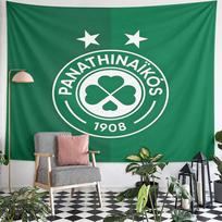 Panathinaikos 1908 Football Club Green Circular Clover Crest Two Stars Wall Tapestry Greek Soccer Fan Decor for Bedroom Gift 75x90cm(29x35in) white