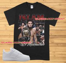 Islam Makhachev High Quality T Shirt UFC Fan Dagestan Fighter Pound for Pound Champion Custom Vintage Design 140 gray