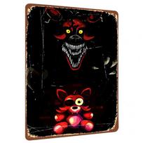 Five Nights At Freddys Foxy Plush Vs Nightmare Metal Tin Sign Vintage Wall Art Decor for Game Room 20X30CM brown