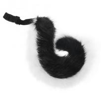 Handmade Plush Fold Ear Dog Headband Cosplay Animal Hair Accessory Performance Party Black Dog Tail white