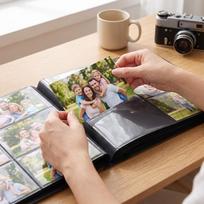 4x6 600 Pockets Photo Storage Book PU Surface Picture Collection Album  Photo Organizer L-Leaf brown