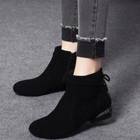 Botas Femininas Women Cute Round Toe Black Comfort Spring & Autumn Ankle High Heel Shoes Lady Casual Heel Boots Ab534 37 black