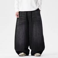 Vyriški Streetwear Džinsai Pavasaris Ruduo Vyrai Harajuku Skalbti Laisvi Džinsai Vyrai Y2K Punk Laisvalaikio Aukšto Juosmens Plačios Keliu Kelnės XL juoda