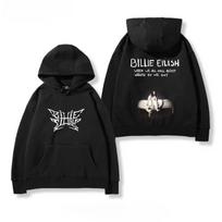 Billie Eilish Girl with A Pearl Earring White Rock Font Metal Graphic Print Hoodie Men Women Oversized Pullover Streetwear Hip Hop Fashion Sweatshirt XXL black